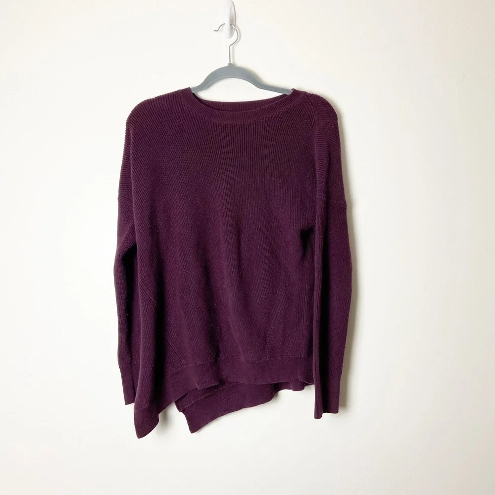ATHLETA • Women’s Rest Day Pullover Sweater Asymmetrical Burgundy Size Small